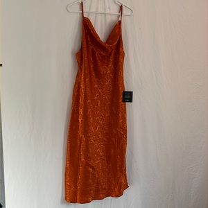 Orange jacquard, spaghetti strap, knee length 45 inches